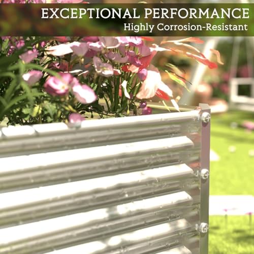 4 Pack Tall Corrugated Galvanized Steel Raised Garden Bed Outdoor (4 Count)