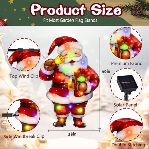 28x40 Lighted Christmas Santa Garden Flag