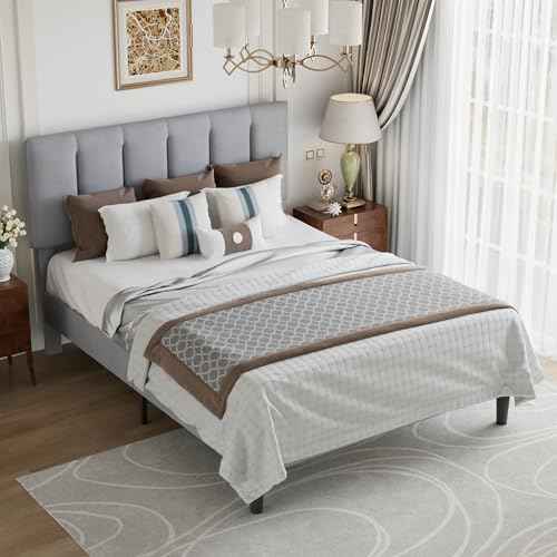 Full Bed Frame with Upholstered Headboard