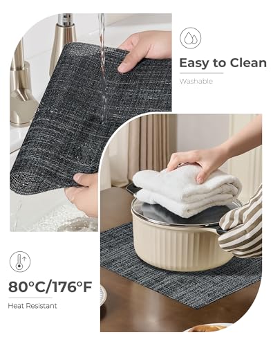 Black and Grey Woven Placemats Set of 12 (12 Count)