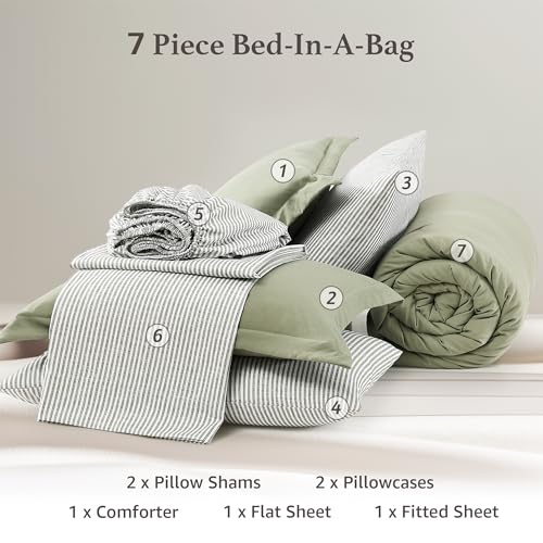 California King Comforter Set 7 Pieces Soft Bed in a Bag King Bedding Set