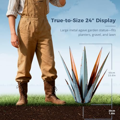 24” Metal Agave Plant Outdoor Decor