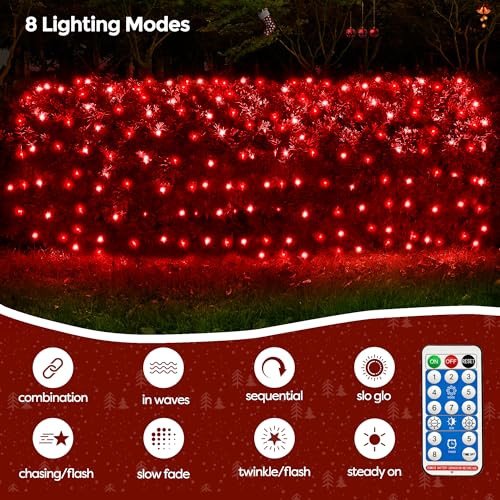 Solar Christmas Net Lights 200LED F8 Big Bulbs
