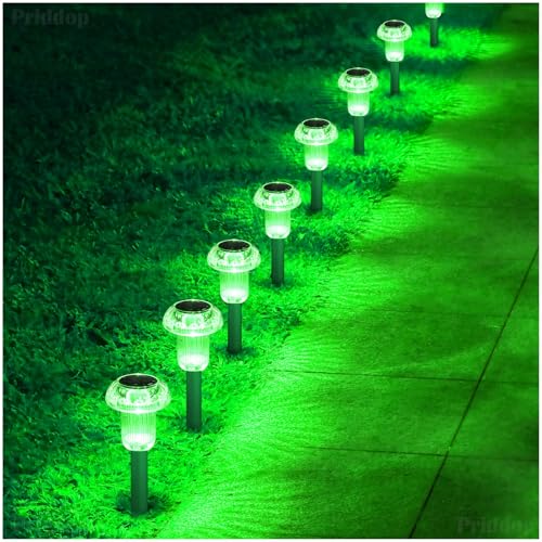 Solar Lights Outdoor Waterproof 8 Pack LED Green Stake Mushroom (8 Count)