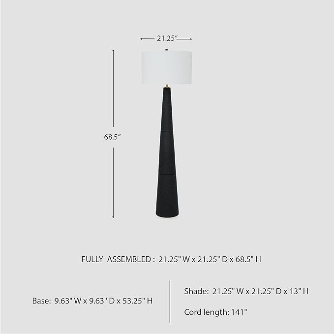 Signature Design by Ashley Hallburg Modern Textured Polyresin Floor Lamp with 3-Way Switch, Black
