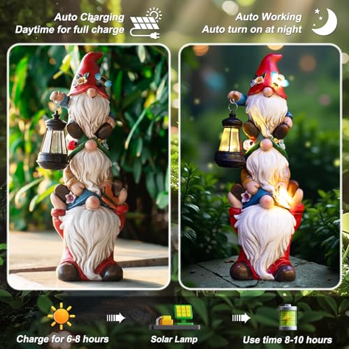 17 in Large Garden Gnome Statue with Solar Lights