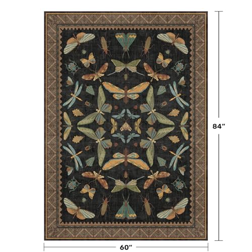 Washable 5x7 Black Rug for Living Room (35 Sq Ft)