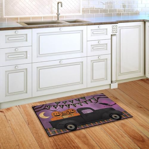 Doormat 30x18 Indoor Outdoor Halloween Truck Primitive for Halloween Doormat (3.75 Sq Ft)
