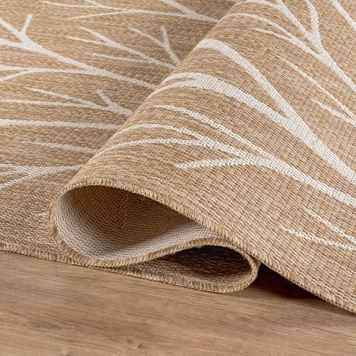 Washable Indoor Outdoor Rug 10x14 Modern Area Rugs Branch Pattern Non Shedding Waterproof Easy Clean Patio Deck Porch Living Room Bedroom Garden RV (140 Sq Ft)