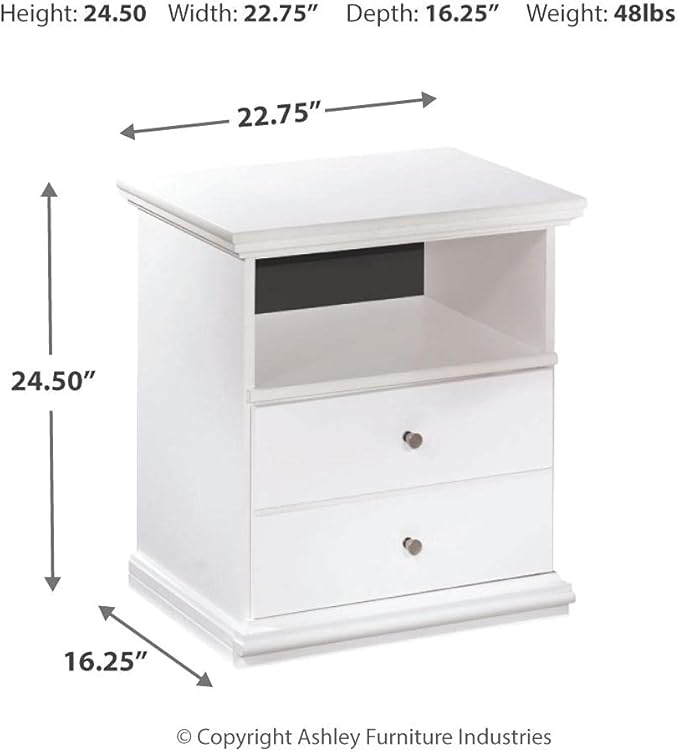 Signature Design by Ashley Bostwick Shoals Children's Traditional 1 Drawer Nightstand with 1 Storage Cubby, 24.37" Tall, White
