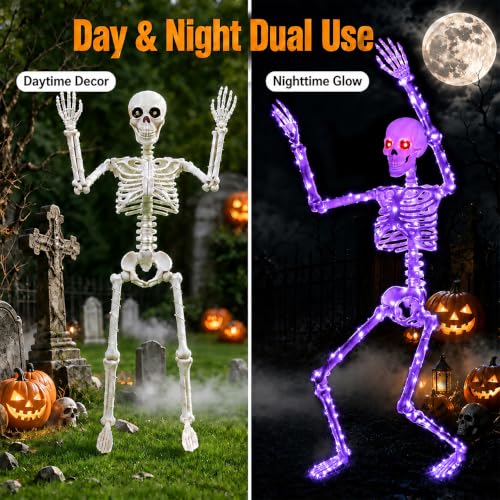 Halloween Decorations Outdoor Skeletons Set (Orange + Purple)