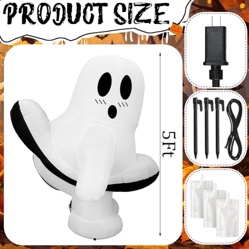 5 FT Halloween Inflatable Ghost Outdoor Decoration with LED (Cute)