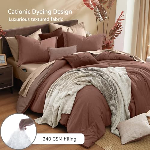 California King Comforter Set 7 Pieces Terracotta Bed in a Bag