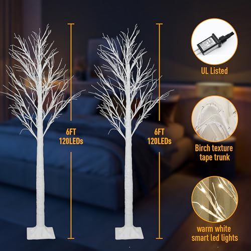 Smart Lighted Birch Twig Tree with Fairy Lights (2 Count)