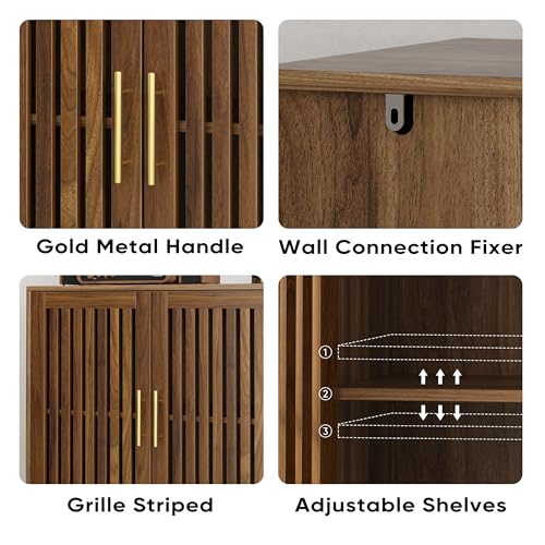 32″ Modern Farmhouse Sideboard Cabinet with Louvered Doors