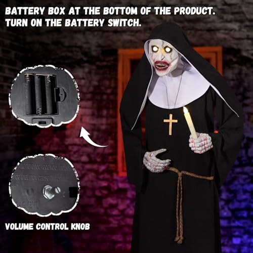 Halloween Animatronics 6ft Nun Animated 72inch Sister Decoration with Motion Sensor Activated