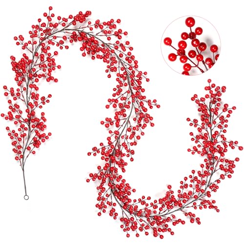 8.9FT Red Berry Garland