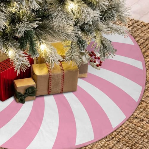 Pink Candy Christmas Tree Skirt 48inch Xmas Decorations