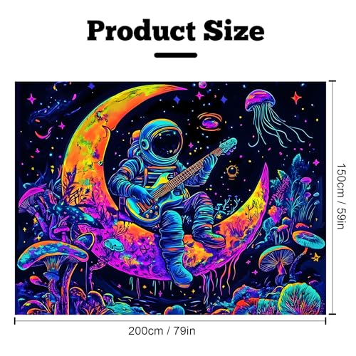 Astronaut Space Blacklight Tapestry 79"x59"