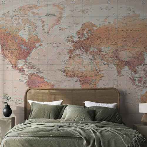 Wall Mural World Map 116x83 in (66.41 Sq Ft)