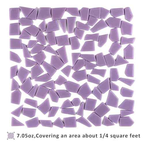 200g Purple Glass Mosaic Tiles for Crafts Bulk (7.05 Ounce)
