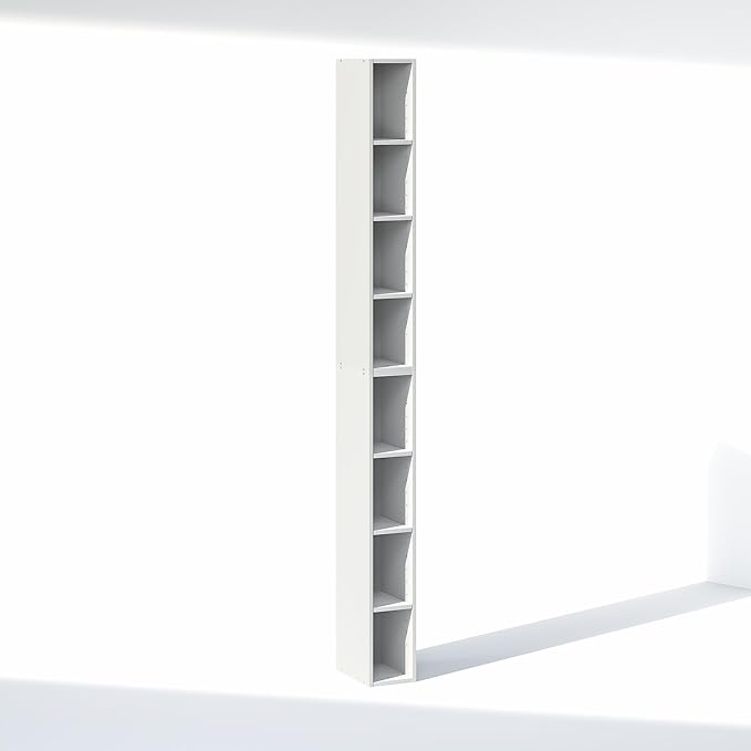 Furinno Fulda 8-Tier Closet Organizers and Storage, Open Shelf, Storage Organizer, 6-Inch Width, for Closet, Bedroom, White