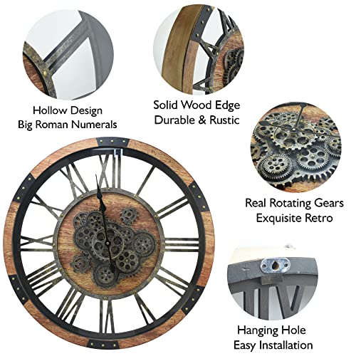 27 inch Large Real Moving Gears Wall Clock with Toughened Glass Cover