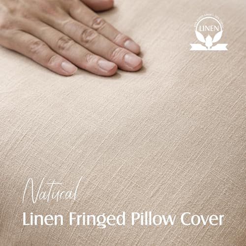 Decorative Linen Fringe Throw Pillow Covers 26×26 Inch (2 Count)
