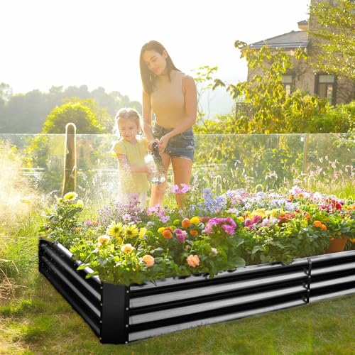 3 Pack 6×3×1ft Galvanized Metal Raised Garden Bed (3 Count)