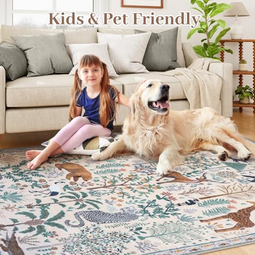 Jungle 8x10 Area Rugs for Living Room Bedroom Large Washable Rugs (80 Sq Ft)