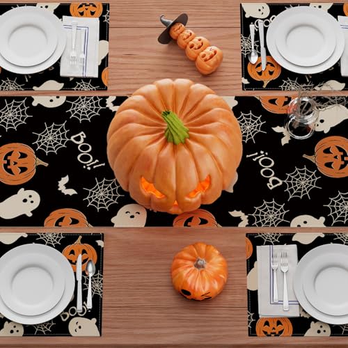 Halloween Ghost Pumpkin Table Runner for Table Decoration 13x48 Inch