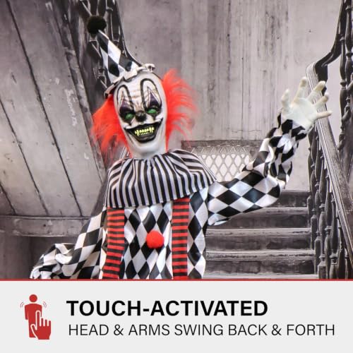 5.9 Ft. Talking Clown on Stage Halloween Animatronic (6ft Clown on Stand)