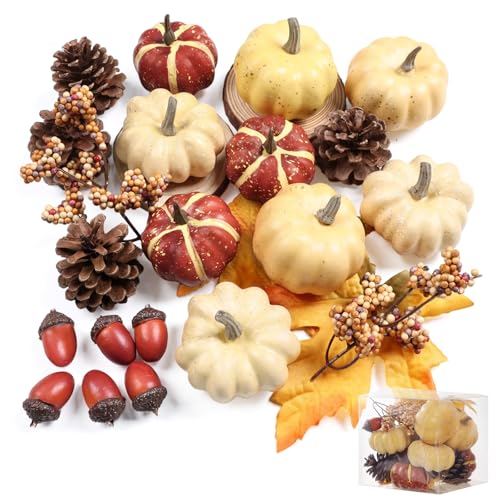23Pcs Fake Pumpkins Fall Thanksgiving Decorations (23 Count)