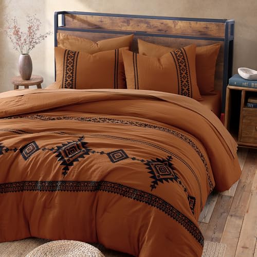 Embroidery California King Comforter Set 7 Pieces Bed in a Bag