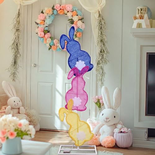Easter Bunny Lights Outdoor Decoration 41 Inch H Pre (Blue,Pink,Yellow / Bunny)
