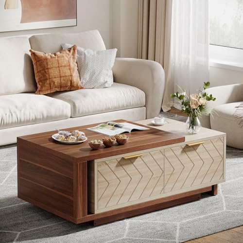 Extendable Coffee Table with 2 Storage Drawers