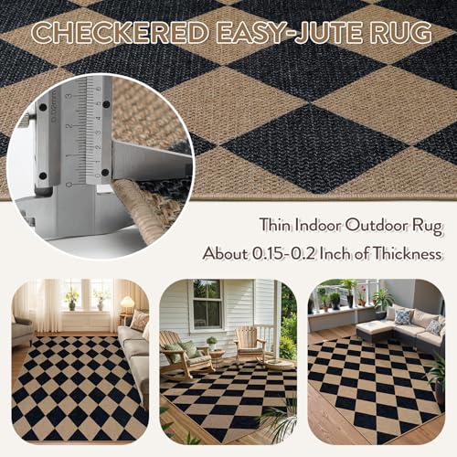 Checkered Easy Jute 5x7 Outdoor Rug