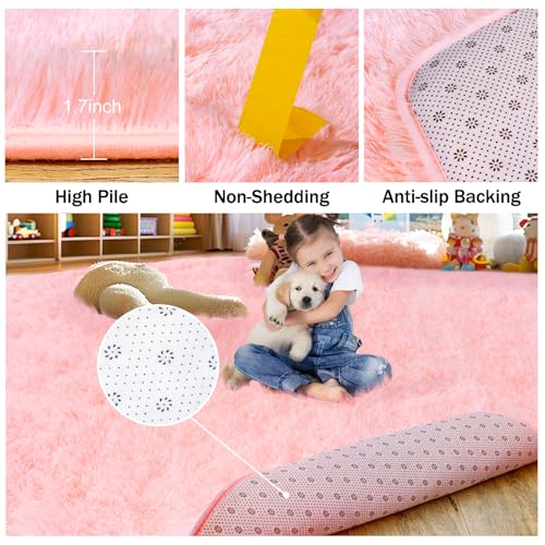 Ultra Soft Pink Rugs for Bedroom 6x9 Feet (54 Sq Ft)