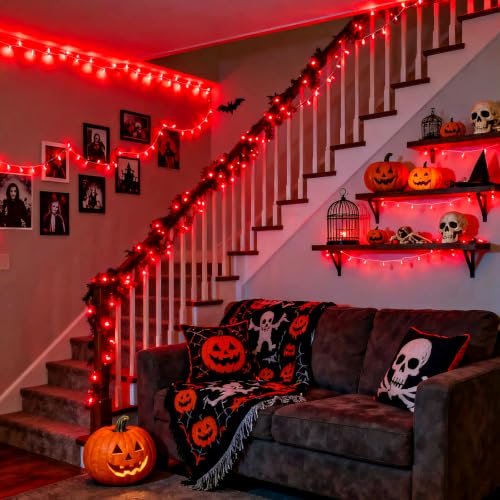 33ft 100 LED Red Halloween Lights with 8 Modes Remote (100 Count)