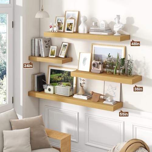 Floating Shelves 47.2" W x 10.3" D Oak Set of 2 (2 Count)