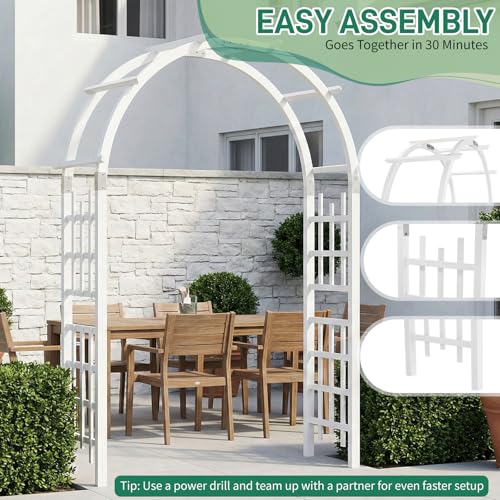 7Ft White Wooden Arbor Arch
