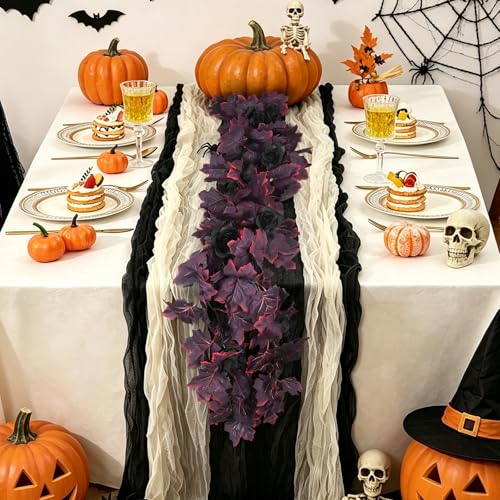 Black Burgundy Garland Artificial Black Rose Garland Fall Leaf Vine (2 Count)