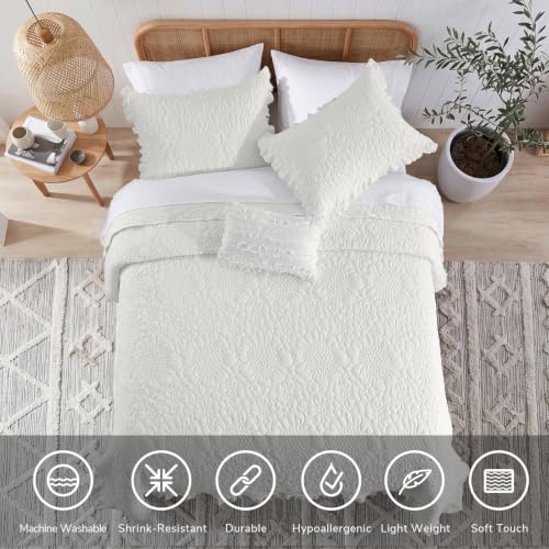 White Ruffled Quilt Twin Size