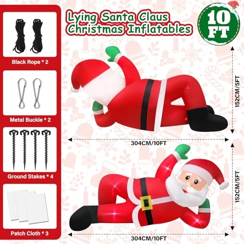 10FT Lying Santa Christmas Inflatables Outdoor Decoration