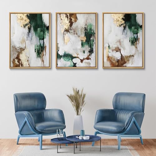 3Pcs Green And Gold Canvas Wall Art (3 Count)