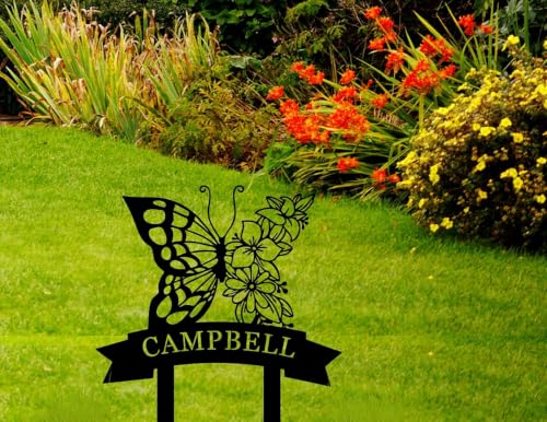 Custom Butterfly Garden Sign with Metal Stake