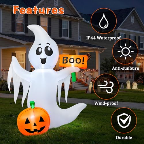 4.5 FT Halloween Inflatable Ghost Outdoor Decoration with LED Lights (4.5FT Ghost)