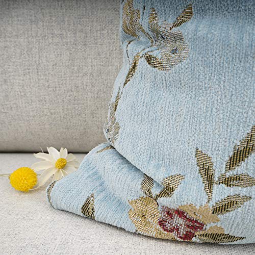 Embroidery Jacquard Teal Floral Leaf Pattern Square Decorative Throw Pillow Case Cushion Cover