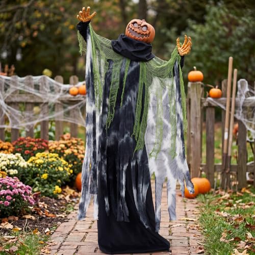72" Halloween Decorations Outdoor Life Size Animatronics Ghost Pumpkin Decor