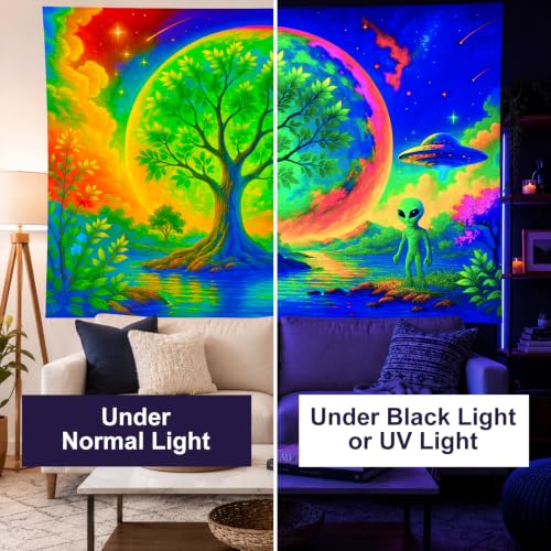 Blacklight Tapestry Alien Tree UV Backdrop 78 x 59 Inch